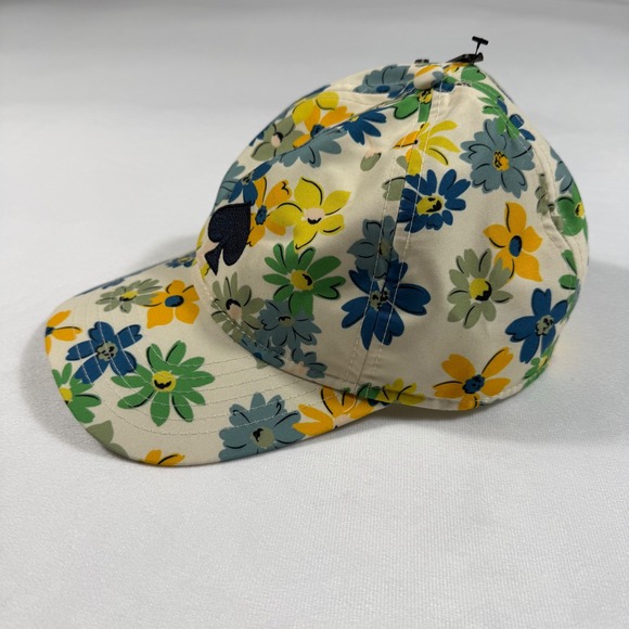 Kate Spade Floral Printed Cap‎ Hat Cream Yellow Blue Green Spade Logo NWT main image 6